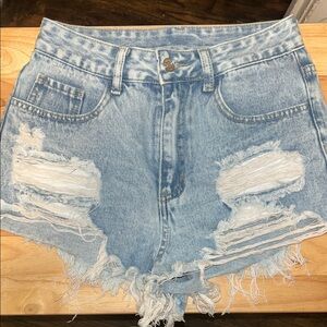 SHEIN Light Blue Distressed Jean Shorts